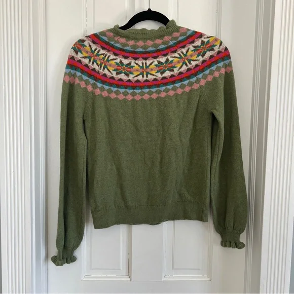 Boden Green Fair Isle Button-Front Cardigan - Picture 5 of 8